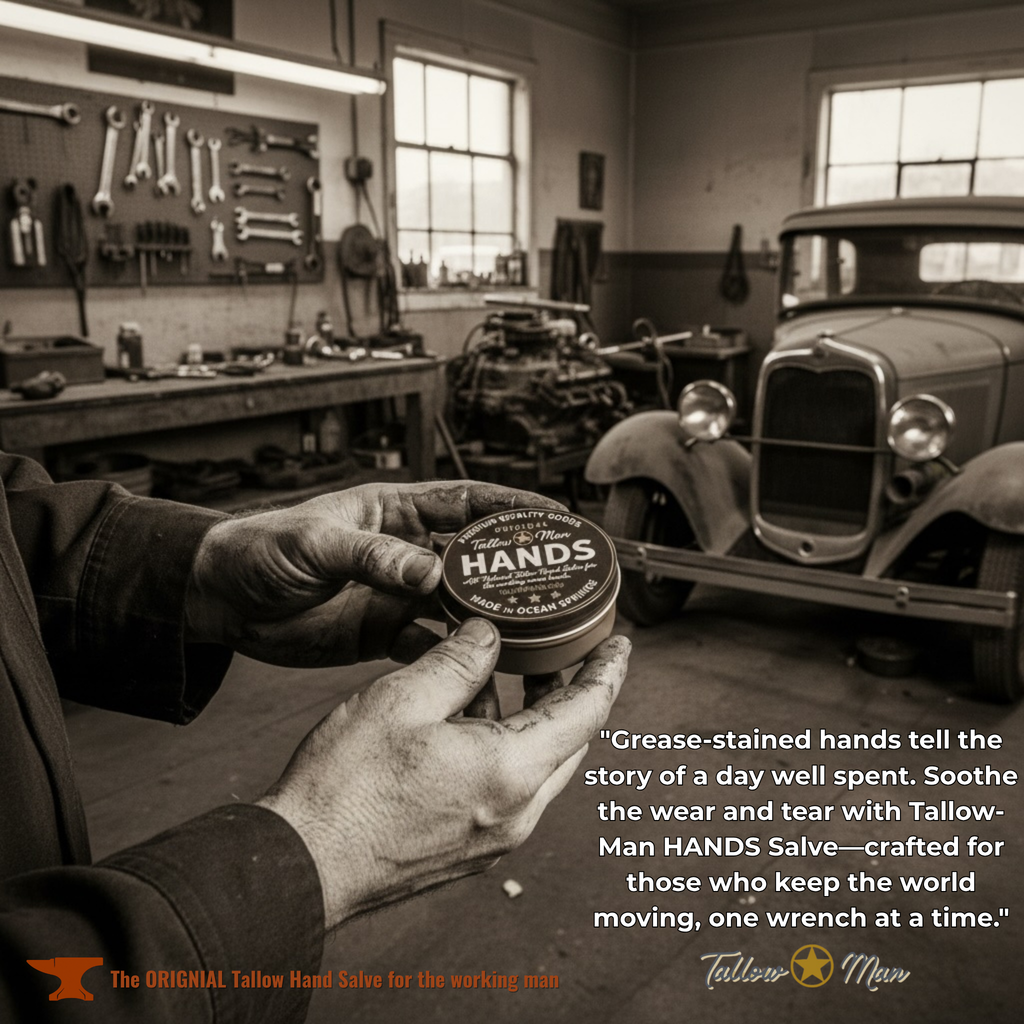 Tallow Man Hand Salve – Heavy-Duty Hand Repair for Working Men | Grass-Fed Tallow 5oz
