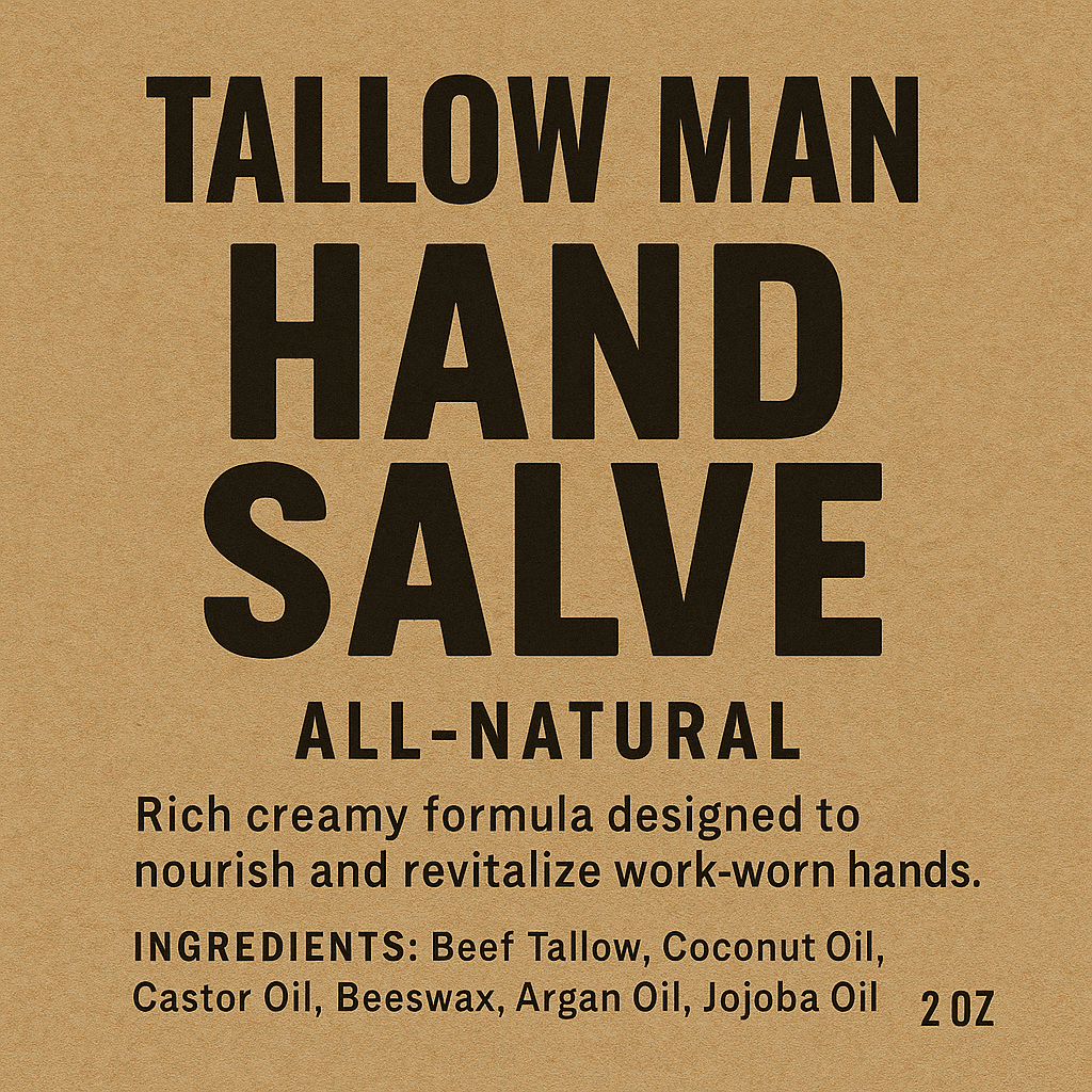 Tallow Man Hand Salve – Heavy-Duty Hand Repair for Working Men | Grass-Fed Tallow 5oz