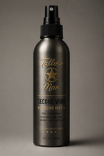 Front view of Tallow Man Second Wind Cooling Mist face and body refresh spray bottle, 16 fl oz.