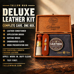 Deluxe Leather Kit contents and benefits for compatible smooth finished boots, belts, bags and work gear.