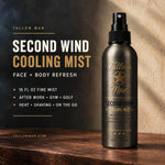 Second Wind Cooling Mist benefits: 16 fl oz face-and-body refresh for work, gym, golf, heat and travel.