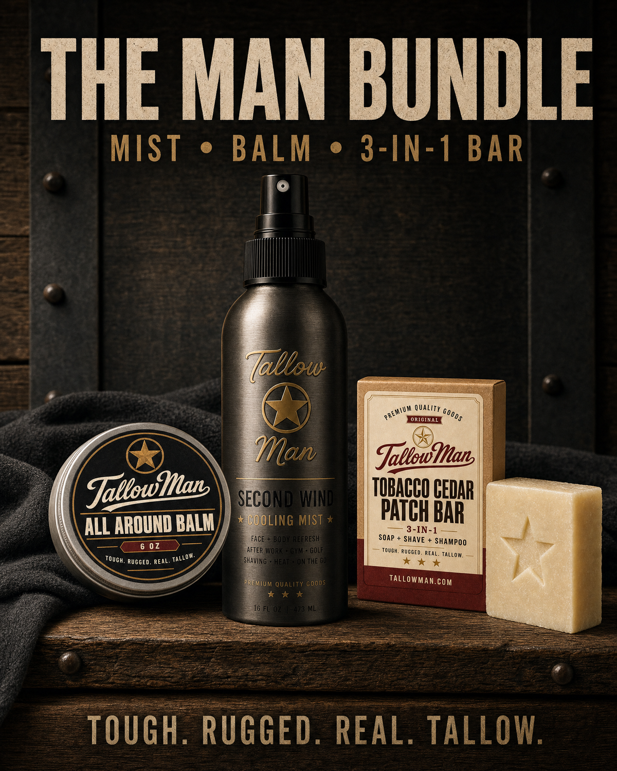 The Man Bundle | Tallow Man 3-Piece Grooming Gift Set